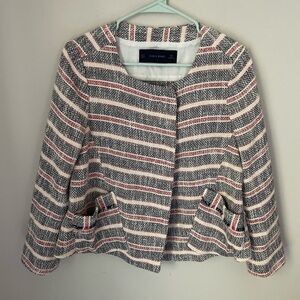 Zara Basic Striped Tweed Blazer Size Medium